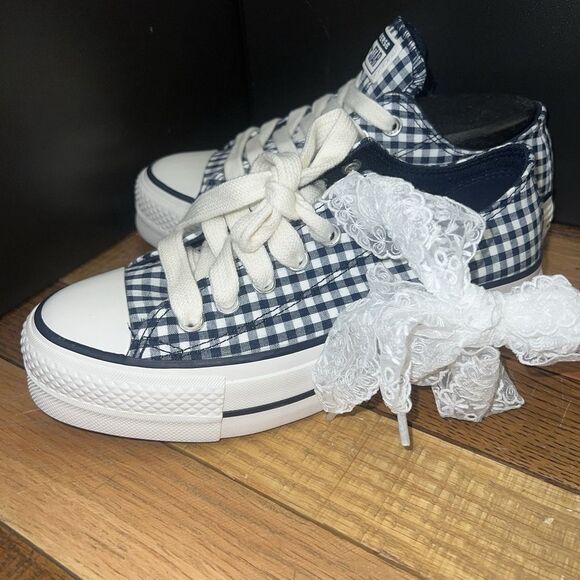 New Women’s Converse Chuck Taylor All Star Lift Gingham Obsidian - A13664C - Picture 4 of 9
